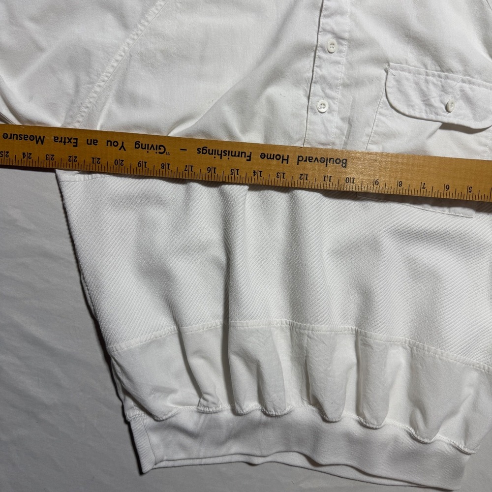 Alexxus Vintage White Textured Banded Bottom Polo Shirt Mens XL Retro 90s Taiwan - Picture 3 of 9